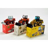 Trio of diecast wheel loaders from NZG comprising Zeppelin, Atlas and O&K. Generally very good to