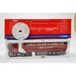 Corgi Diecast Truck Issue comprising No. CC13231 DAF XF Curtainside in livery of James Irlam. E to