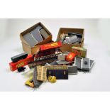 Hornby 00 Gauge model railway group comprising various accessories including platforms, bridge and