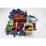 A large quantity of Meccano components, tools, parts and accessories. Various colour combinations in