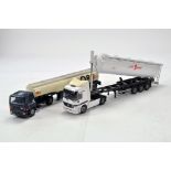Joal 1/50 diecast truck issue comprising Mercedes Actros with Tanker plus Corgi ERF Petrol Tanker in