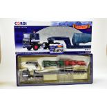 Corgi Diecast Truck Issue comprising No. CC15501 Volvo F12 low loader trailer with load. In the