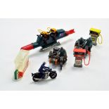 Britains plastic model group comprising Military Motorcycle dispatch riders, submarine with divers