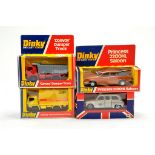 Dinky Toys No. 382 Convoy Dumper Truck, No. 123 Princess Saloon, No. 241 Taxi and No. 383 Carrier