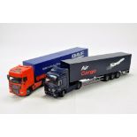 Joal 1/50 diecast truck issues comprising DAF and Mercedes trucks with trailers. Generally Very