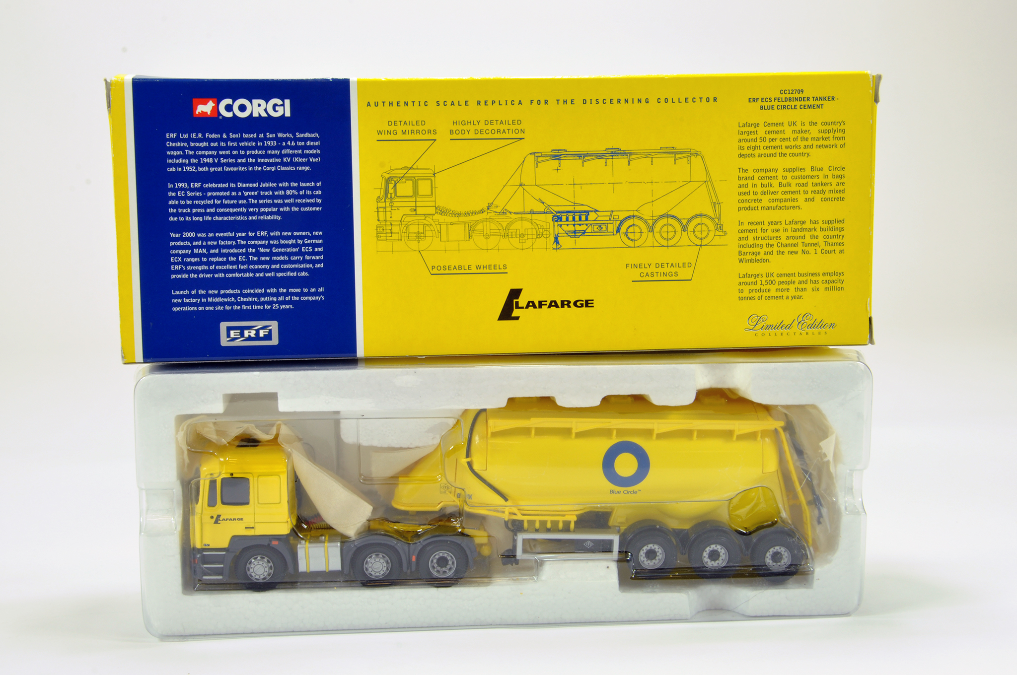 Corgi Diecast Truck Issue comprising No. CC12709 ERF ECS Feldbinder Tanker in livery of Blue