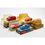 Dinky No. 412 Bedford AA Van, No. 168 Ford Escort, No. 410 Bedford Van, No. 204 Ferrari 312P and No.