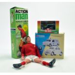 A modern issue limited edition action man and other items.