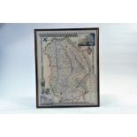 Vintage - Early Framed map of Lincolnshire , ref Hundreds Wapentake and Co.