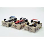 Polistil 1/32 Diecast Racing Cars comprising Honda, Mclaren M7A and BRM. With Decal Sheets.