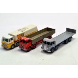 Dinky diecast trio of commercials comprising Leyland Octopus Tanker plus Foden Flat Truck with
