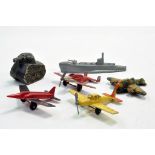 A varied group of Manoil, mainly, aircraft toys plus other cast issues including submarine. Well