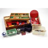 A large quantity of Meccano components, tools, parts and accessories partly contained in wooden unit