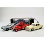 A group of 1/18 diecast model cars comprising Jaguar Duo, Snap On Wreck truck plus Ford Capri.