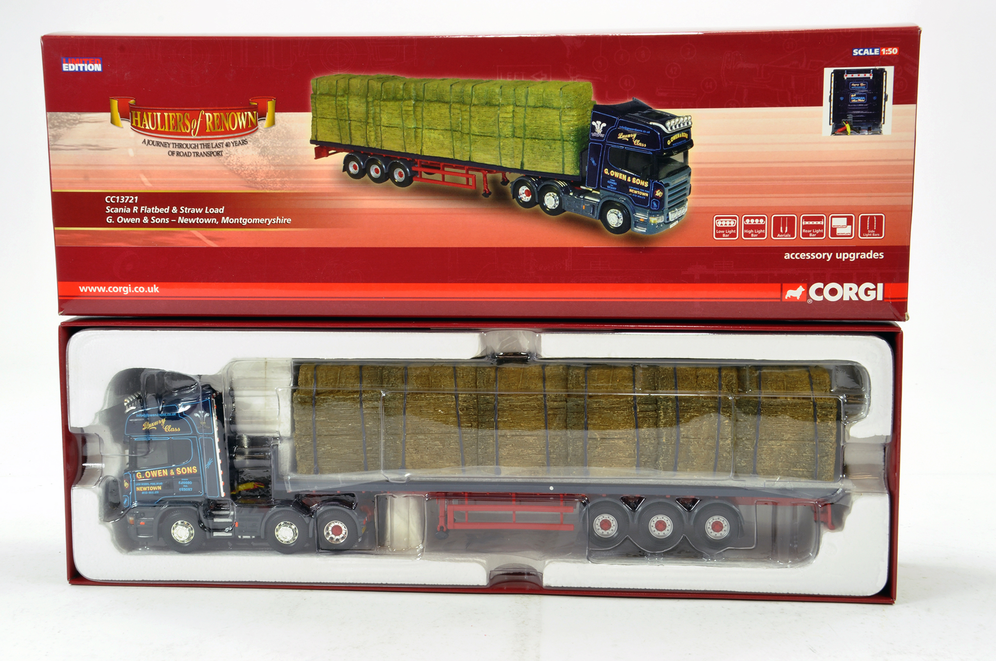 Corgi 1/50 diecast truck issue comprising No. CC13721 Scania R Flatbed and Straw Load in livery of G