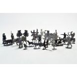 A very interesting group of unpainted, mostly ex factory, including Britains, Flats and others metal