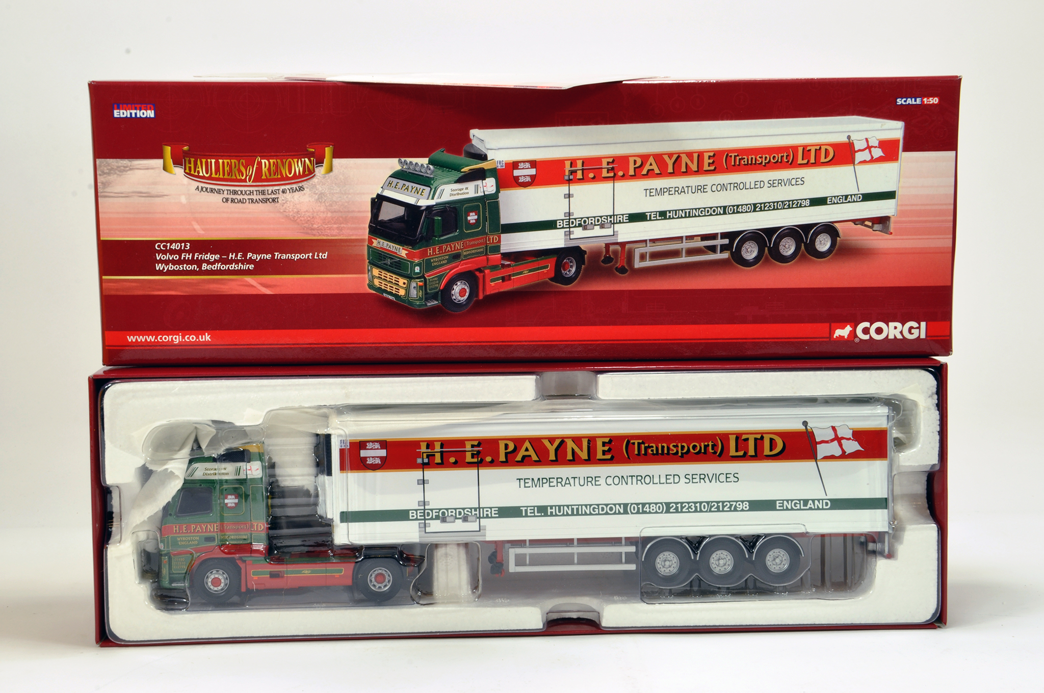 Corgi Diecast Truck Issue comprising No. CC14013 Volvo FH refrigerator trailer in the livery of HE