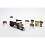 Aurora Miniature Slot Car Lotus Truck and Trailer plus other items including Britains petrol Pumps