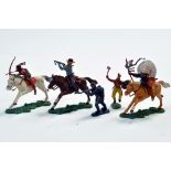 Britains Herald Early Issue plastic figure group comprising Cowboys and Indians. Generally Very Good