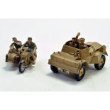 Britains Figure group comprising Africa Korps issues inc Scout Car with Figures. Generally Good to