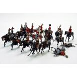 Large group of Britains and other makers including solid metal figures, mounted regimental issues