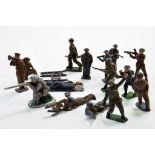 Britains and others lead metal figure group comprising World War soldiers in various poses etc.