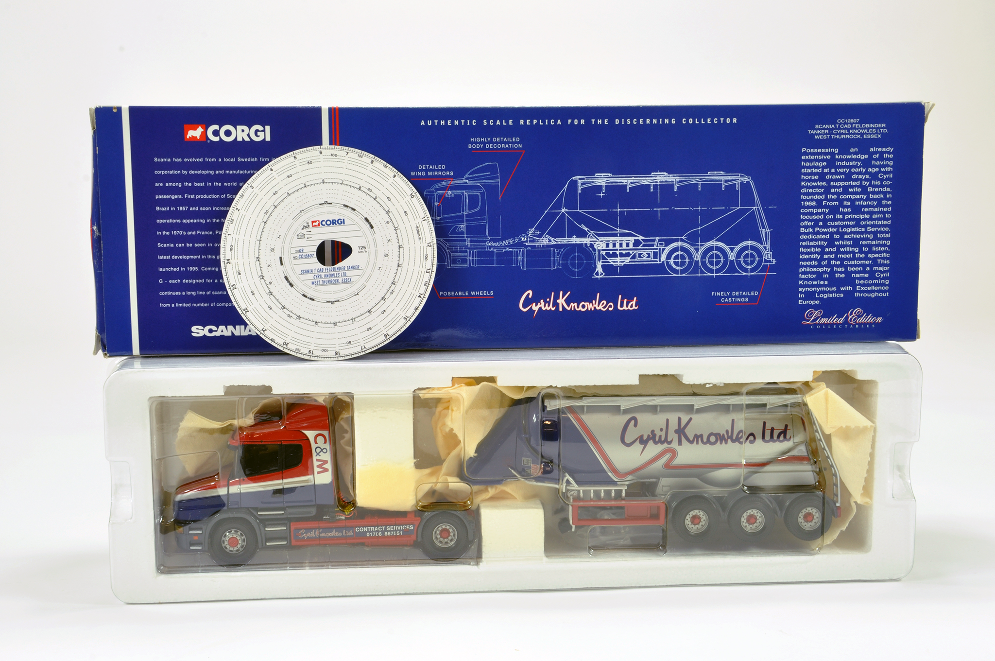 Corgi Diecast Truck Issue comprising No. CC12807 Scania T Cab Feldbinder Tanker in livery of Cyril