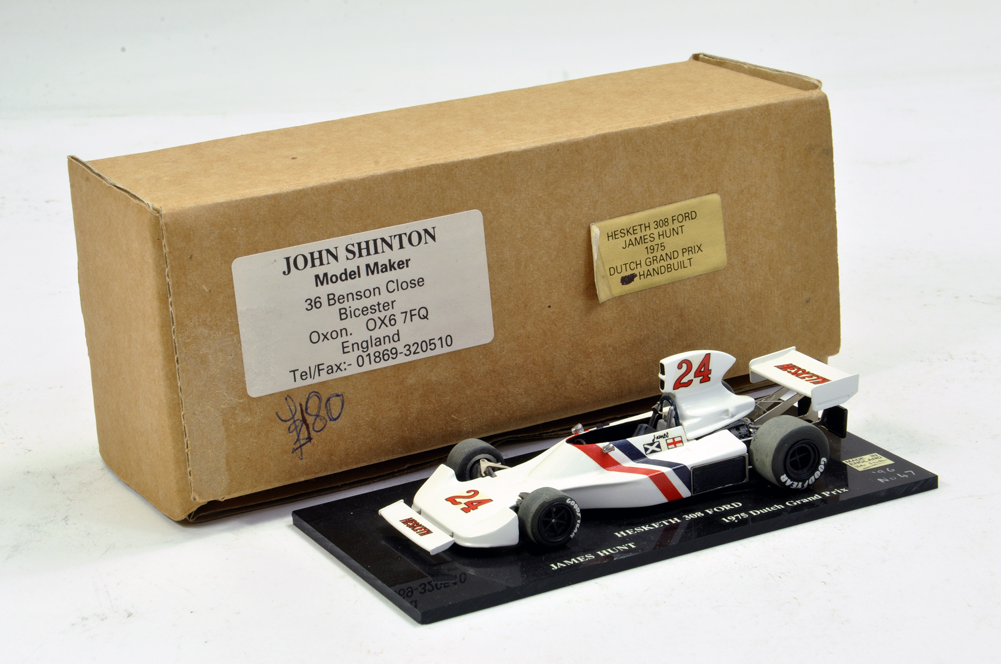 John Shinton 1/43 Hand Built Model of a 1975 Hesketh 308 Ford Grand Prix Car, James Hunt. No. 47.