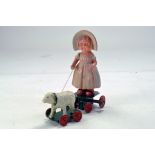 Ohta Japan tinplate Celluloid wind-up toy of Little Bo Peep. Clean well preserved example.