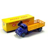 Dinky No. 531 Leyland Comet Lorry with blue cab and chassis, yellow stake back. Superb toy is
