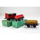 Hornby 0 Gauge Tinplate Rolling stock issues including Cattle Truck, Gas Cylinder Wagon and McAlpine