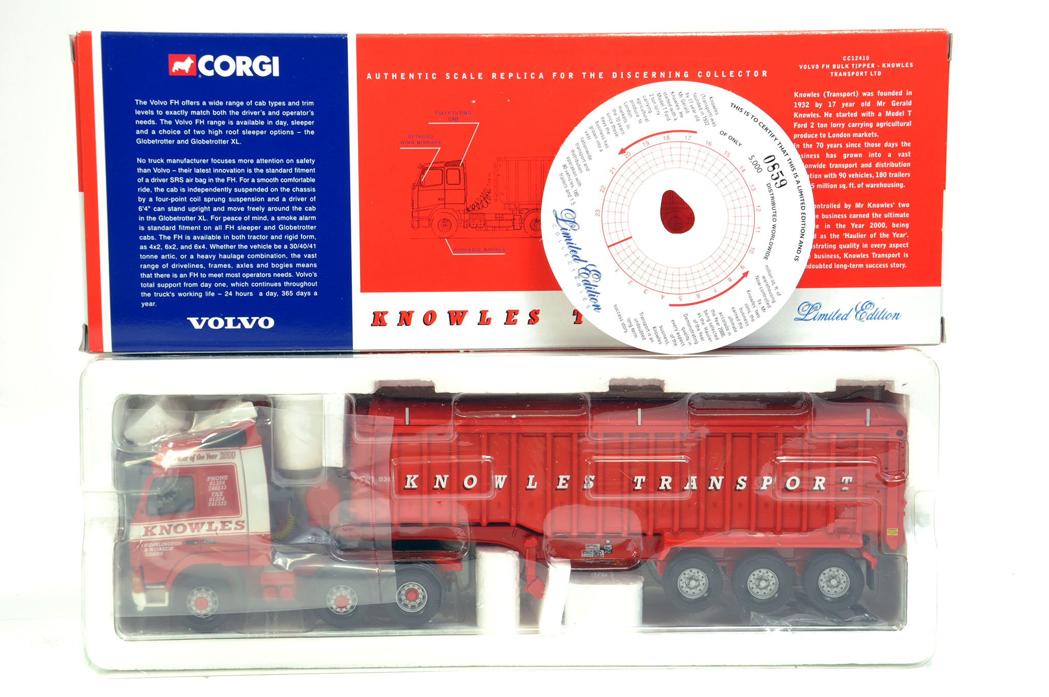 Corgi 1/50 diecast truck issue comprising No. CC12410 Volvo FH Tipper in the livery of Knowles.