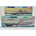 Tamiya 1/700 plastic model kit, waterline series comprising Prince of Wales and Hornet. Ex Trade