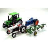 UH 1/16 Tractor duo comprising David Brown 990 and Fordson Major Tricycle plus Ertl Deutz and John