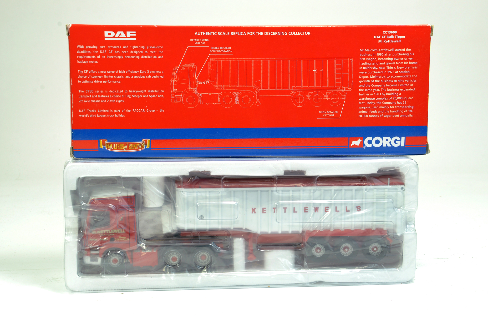 Corgi 1/50 diecast truck issue comprising No. CC13608 DAF CF Bulk Tipper in livery of Kettlewell.