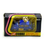 Corgi No. 400 Volkswagen 1300 Motor School Car. Blue body with yellow interior. Excellent to Near