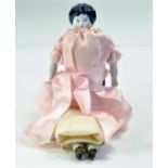 Antique Doll, Likely early Hertwig Nanking figure with China head and nanking, cloth body. China