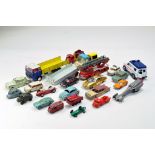 An assortment of mostly worn diecast comprising Mainly Dinky, Corgi Junior and other issues. Some