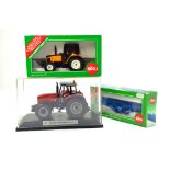 Siku 1/32 Farm group comprising Renault Tractor, Massey Ferguson 8270 Tractor and Front Press. Looks