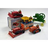 Dinky diecast group comprising Blaw Knox Bulldozers, Crawler Tractor, Dumper and one other.
