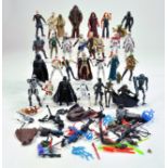 A quantity of Star Wars Figures plus weapons etc. Most played with it but generally good.