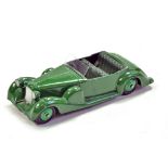 Dinky No. 38C Lagonda Sports Coupe with mid green body, dark green interior and green ridged hubs.