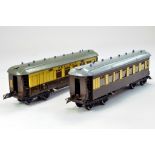 Hornby 0 Gauge Pair of Tinplate issues, Passenger Coaches, Pullman, named issues Lorraine and