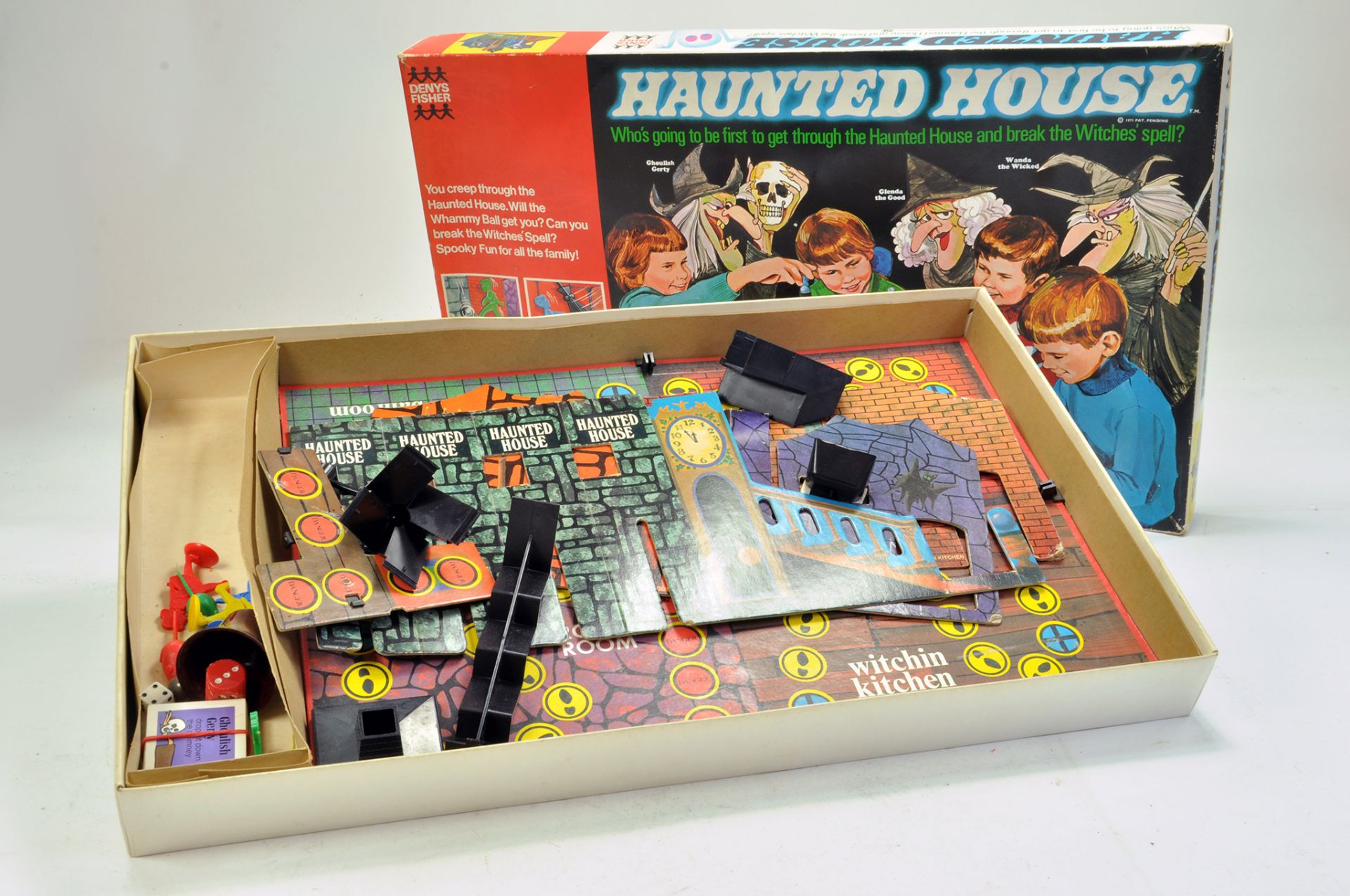 Deny's Fisher Retro Board Game Haunted House. Appears complete in Box.