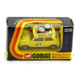 Corgi No. 308 Mini Cooper Monte Carlo with yellow body, red interior. Excellent to Near Mint in
