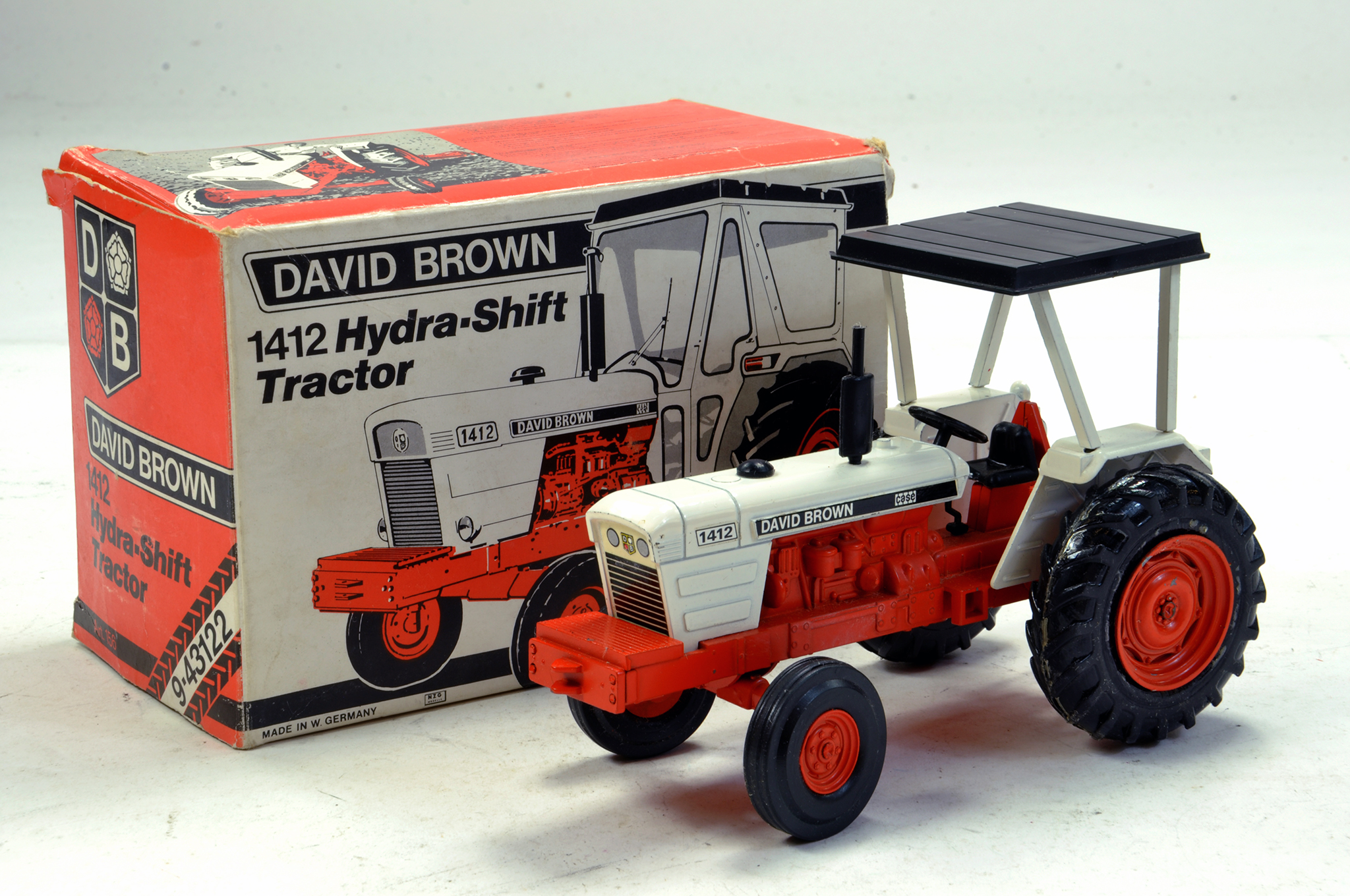 NZG No. 156 David Brown 1412 Tractor with Cab. Repair to lift arm and front nearside cab pole insert