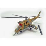 Large Hand Built Plastic Model Aircraft comprising MI-24 Russian Attack Helicopter. Some light