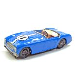Joustra France Tinplate Austin Healey, friction driven, in blue, racing 11. Generally very good.
