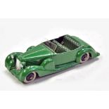 Dinky No. 38C Lagonda Sports Coupe with mid green body, dark green interior and black smooth hubs.