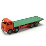 Dinky No. 902 Foden (2nd Type) Flat Truck with dark orange cab and chassis, green flat bed.